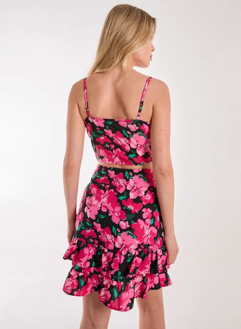 Pink Vanilla Floral Ruched Cami Top