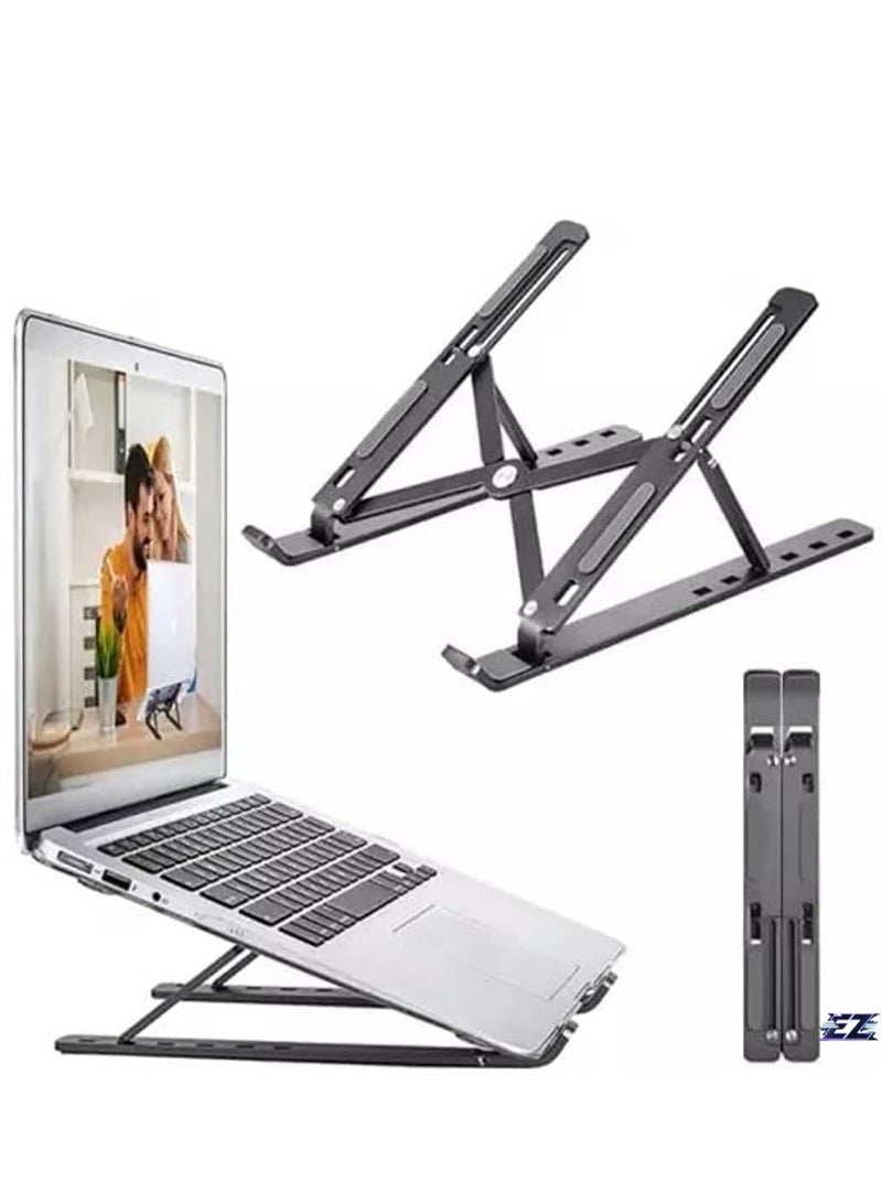 ELTRAZONE Adjustable Aluminum Laptop Stand, Portable & Foldable Cooling Riser for MacBook, HP, Dell, Sony, & More - Image 1