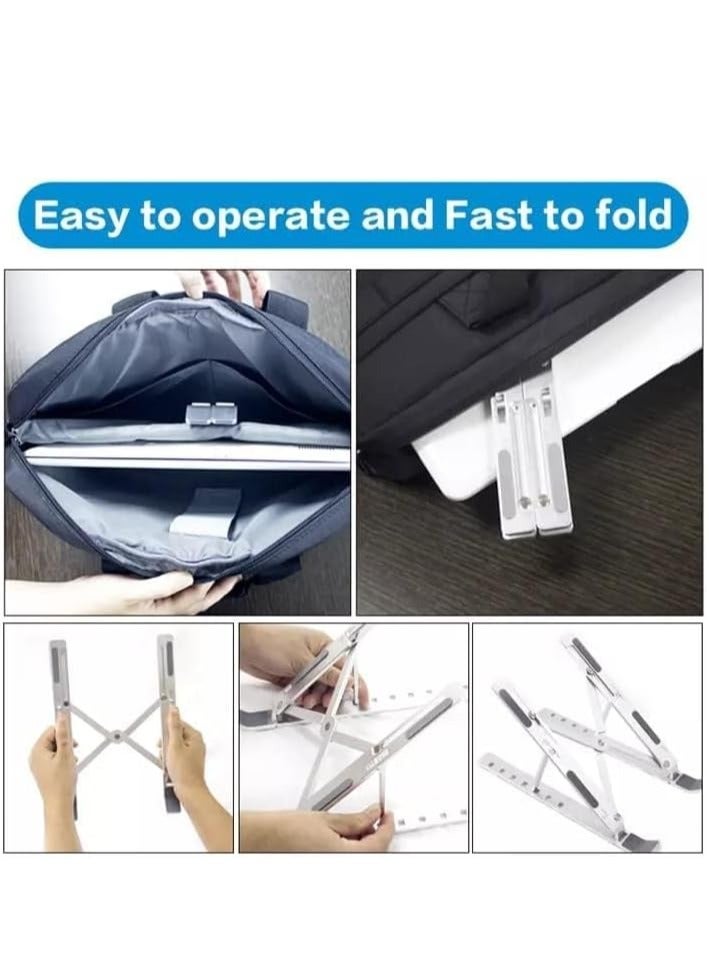 ELTRAZONE Adjustable Aluminum Laptop Stand, Portable & Foldable Cooling Riser for MacBook, HP, Dell, Sony, & More - Image 5
