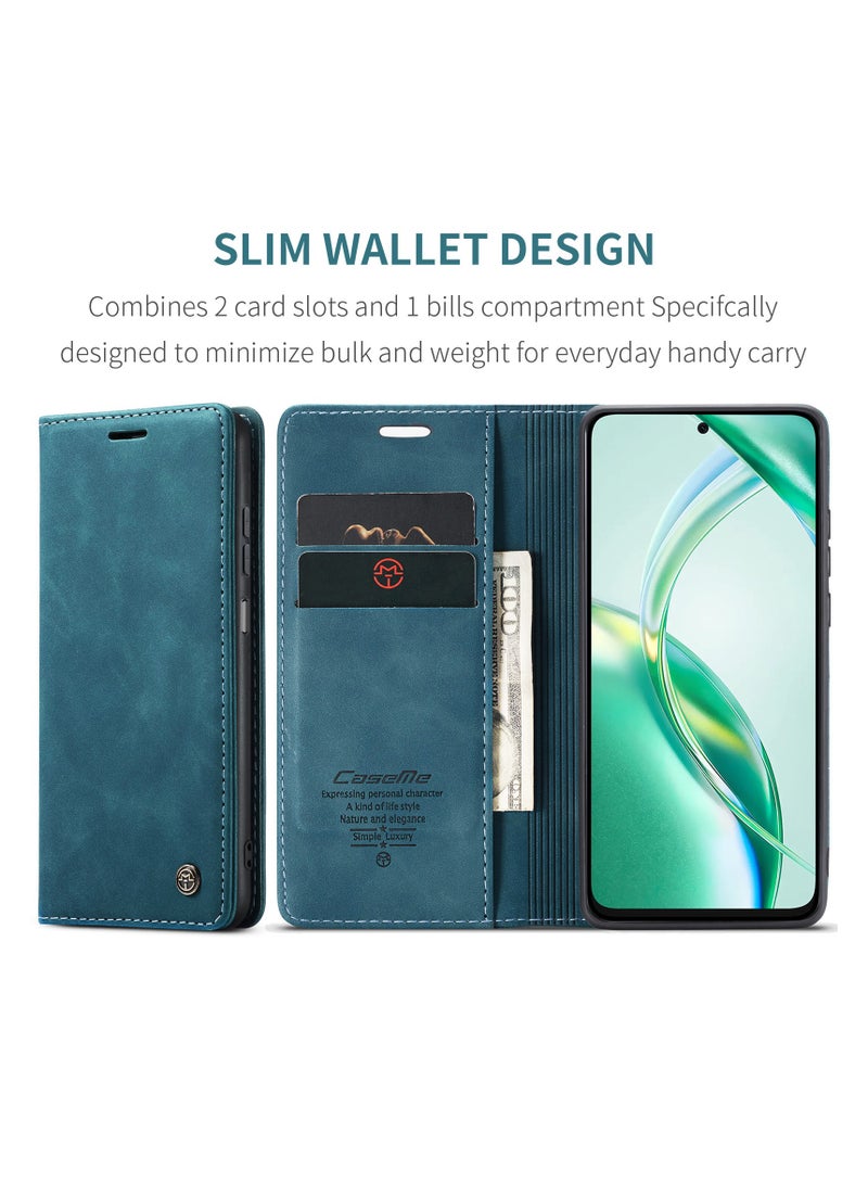 CaseMe Phone Case Luxury PU Leather Design 013 Flip Cover Card Slot Holder Cover For  Honor X7C / Honor 200 smart (Green) - Image 4
