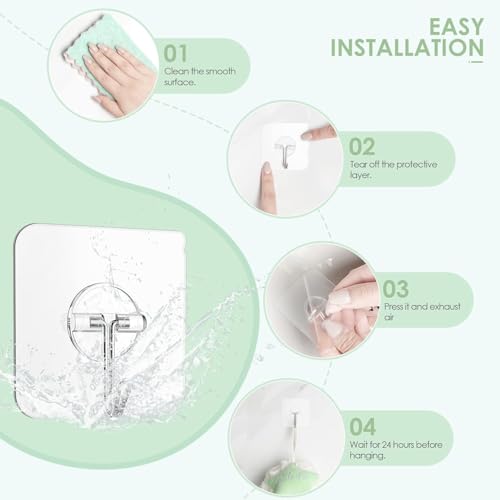 REWOP Adhesive Wall Hooks for Heavy Items Stainless Steel, PVC, ABS Nail Free Seamless Adhesive Non-Trace No Drilling Installation Hanging, Waterproof Screws Wall Hook (Round Hooks, 10) - Image 5