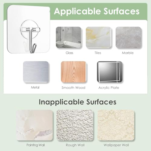 REWOP Adhesive Wall Hooks for Heavy Items Stainless Steel, PVC, ABS Nail Free Seamless Adhesive Non-Trace No Drilling Installation Hanging, Waterproof Screws Wall Hook (Round Hooks, 10) - Image 4