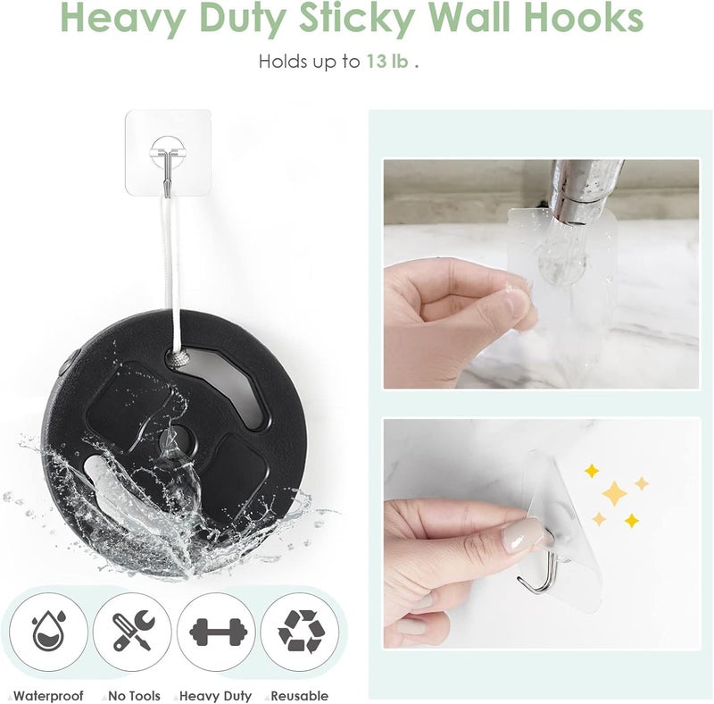 REWOP Adhesive Wall Hooks for Heavy Items Stainless Steel, PVC, ABS Nail Free Seamless Adhesive Non-Trace No Drilling Installation Hanging, Waterproof Screws Wall Hook (Round Hooks, 10) - Image 3