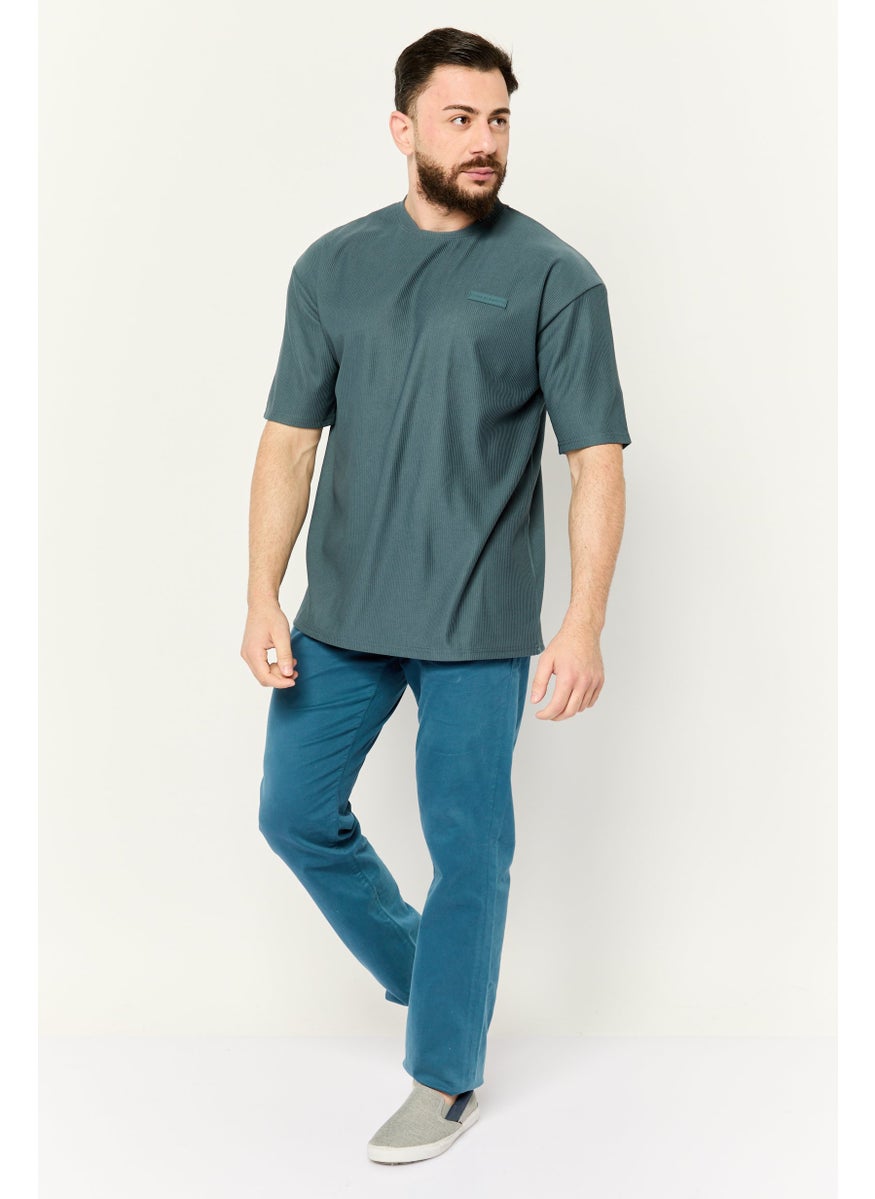 Core Elements - Men Crew Neck Short Sleeve Brand Logo T Shirt, Slate Grey - Image 1