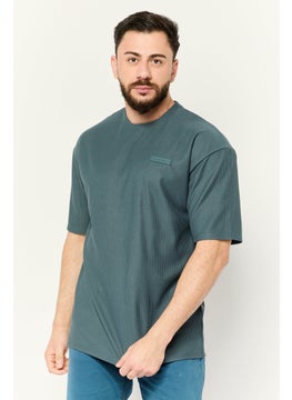 Men Crew Neck Short Sleeve Brand Logo T Shirt, Slate Grey