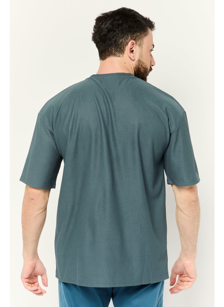 Core Elements - Men Crew Neck Short Sleeve Brand Logo T Shirt, Slate Grey - Image 1