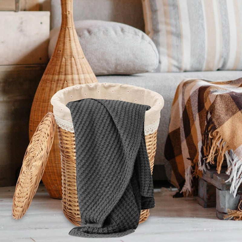 Healeved Woven Laundry Hamper with Lid Large Capacity Hand Woven Basket Natural Rattan Storage Basket for Household Clothes and Towels Organizer - Image 4