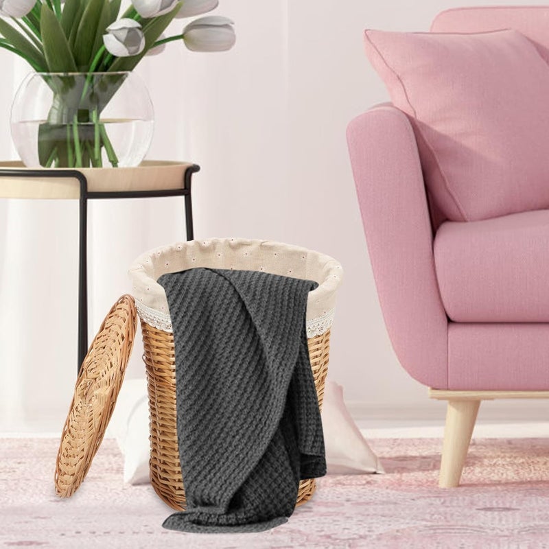Healeved Woven Laundry Hamper with Lid Large Capacity Hand Woven Basket Natural Rattan Storage Basket for Household Clothes and Towels Organizer - Image 5
