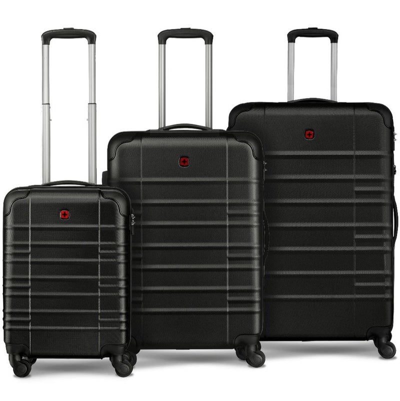 Wenger Amplar 3 Piece 53+65+75 Cm Hardside 4-Double Wheeled Non-Expandable Check-In Luggage Trolley Set - Black - Image 1