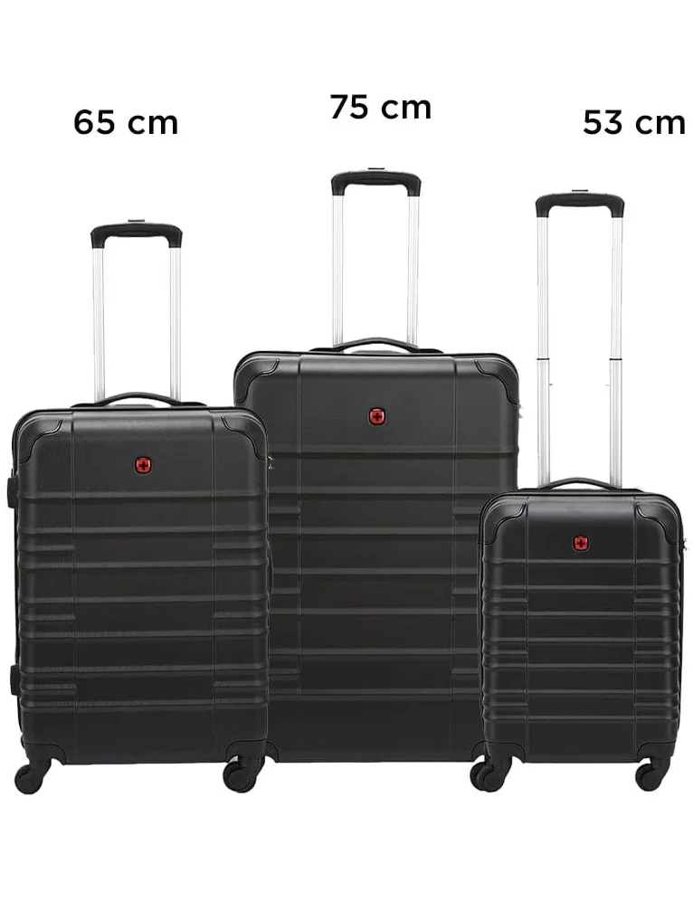 فيجنر طقم حقائب سفر بعجلات صلبة من أمبلار  قطع ++ سم أسود
