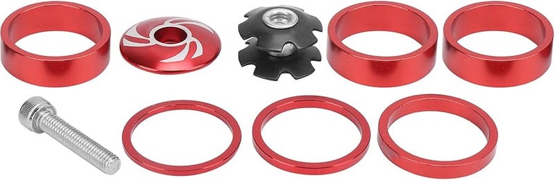 Red 70T 6 قطع مجموعة فواصل رأس الدراجة من سبائك الألومنيوم لساق مقود دراجة الجبال - Image 1