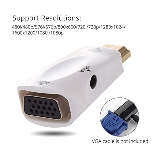 ETZIN HDMI Male to VGA Female Connector Adapter Converter with 3.5MM Jack Audio Sound Cable Compatible with HDTV TV DVD Xbox 360 Laptop-(EPL-508H) - Image 3