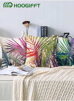 HOOGIFFT Pillow Covers Set of 4, Throw Pillow Cover, Decorative Plant Cushion Covers 45cm x 45cm,For Living Room Sofa Couch Bed Car Pillowcases 18x18 inches（Double sided pattern）  - Image 4