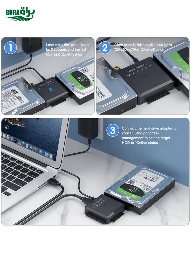 BURAQ - USB3.0 to SATA or IDE Hard Drive Adapter Converter With Clone Function - Image 1