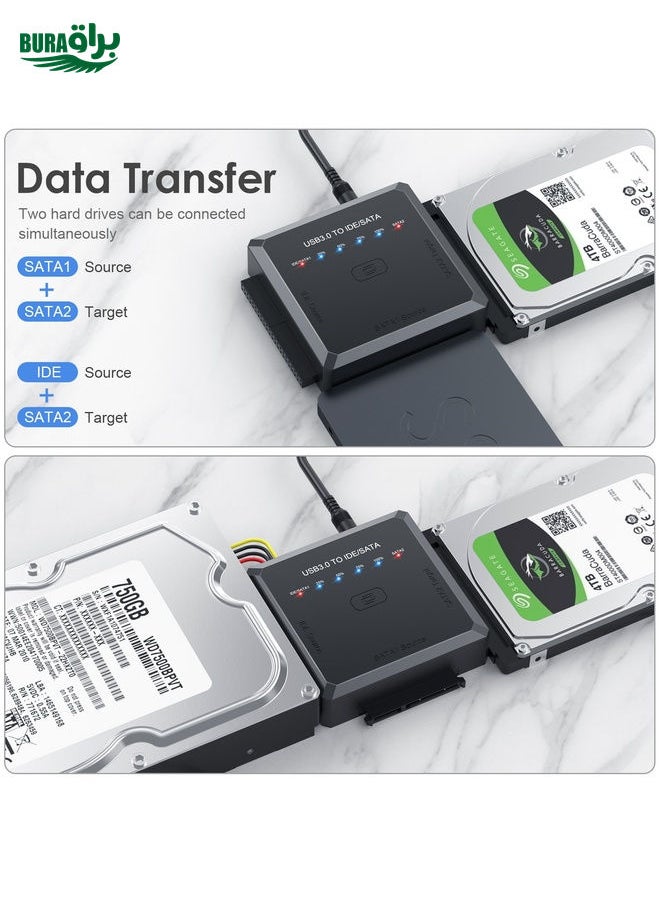 BURAQ - USB3.0 to SATA or IDE Hard Drive Adapter Converter With Clone Function - Image 1