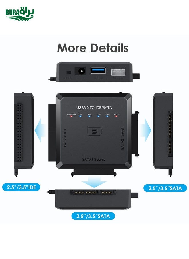 BURAQ - USB3.0 to SATA or IDE Hard Drive Adapter Converter With Clone Function - Image 1