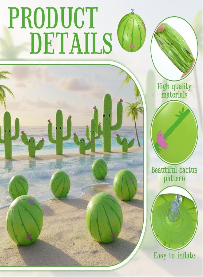 PullCrease مجموعة بول كريز من 24 كرة شاطئ صغيرة على شكل صبار، 5 بوصات، هدايا حفلات صبار، كرة قابلة للنفخ، كرات مسبح صغيرة، لعبة شاطئ، كرة شاطئ صغيرة لألعاب هاواي الصيفية، ألعاب مائية، حفلة عيد ميلاد، ديكور حفلات صبار المحيط - Image 3