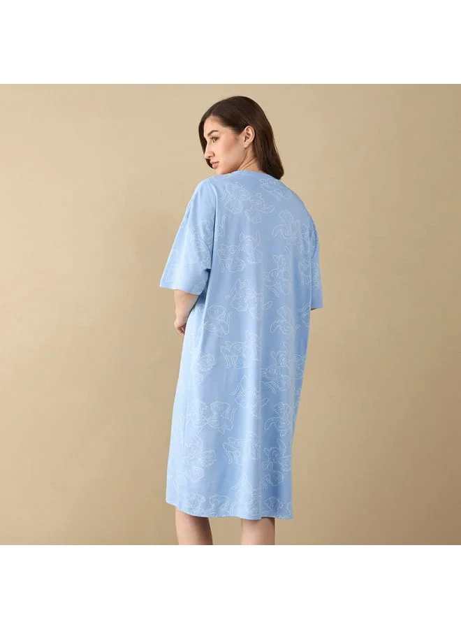 Splash FAV All-Over Stitch Print Sleepshirt with Short Sleeves