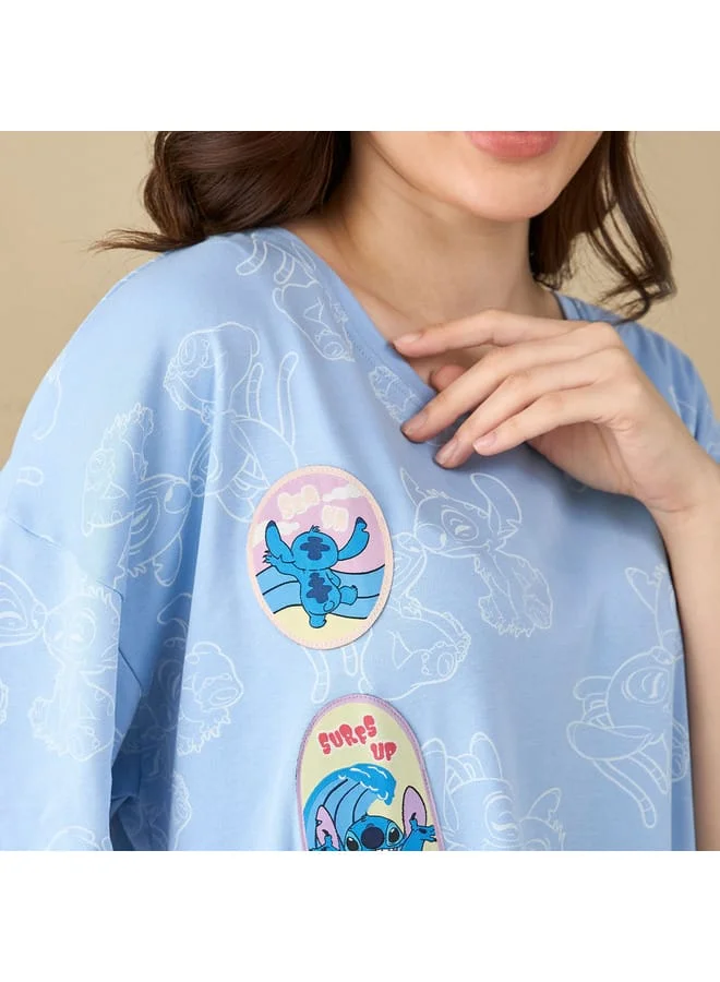 Splash FAV All-Over Stitch Print Sleepshirt with Short Sleeves