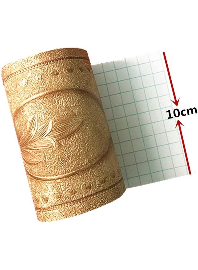 Yija 5 أمتار من حدود الجدران المائية ذاتية اللصق بتصميم 3D من بوني الملكي 4 بوصات × 16.5 قدم (ذهبي) - Image 2