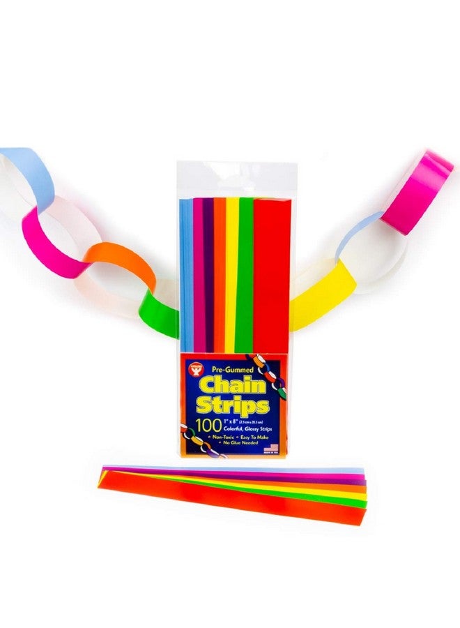 Hygloss Stick-A-Licks-Chain Arts & Crafts-Classroom Activities-Fun for Kids-Super Strips-Size 1” x 8” -100 Pcs, Assorted Colors - Image 1