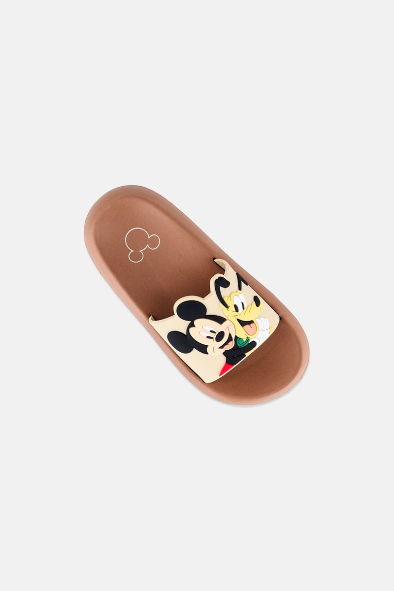 Disney x Micky And Friends Kids Boy Slip On Slides, Beige - Image 3