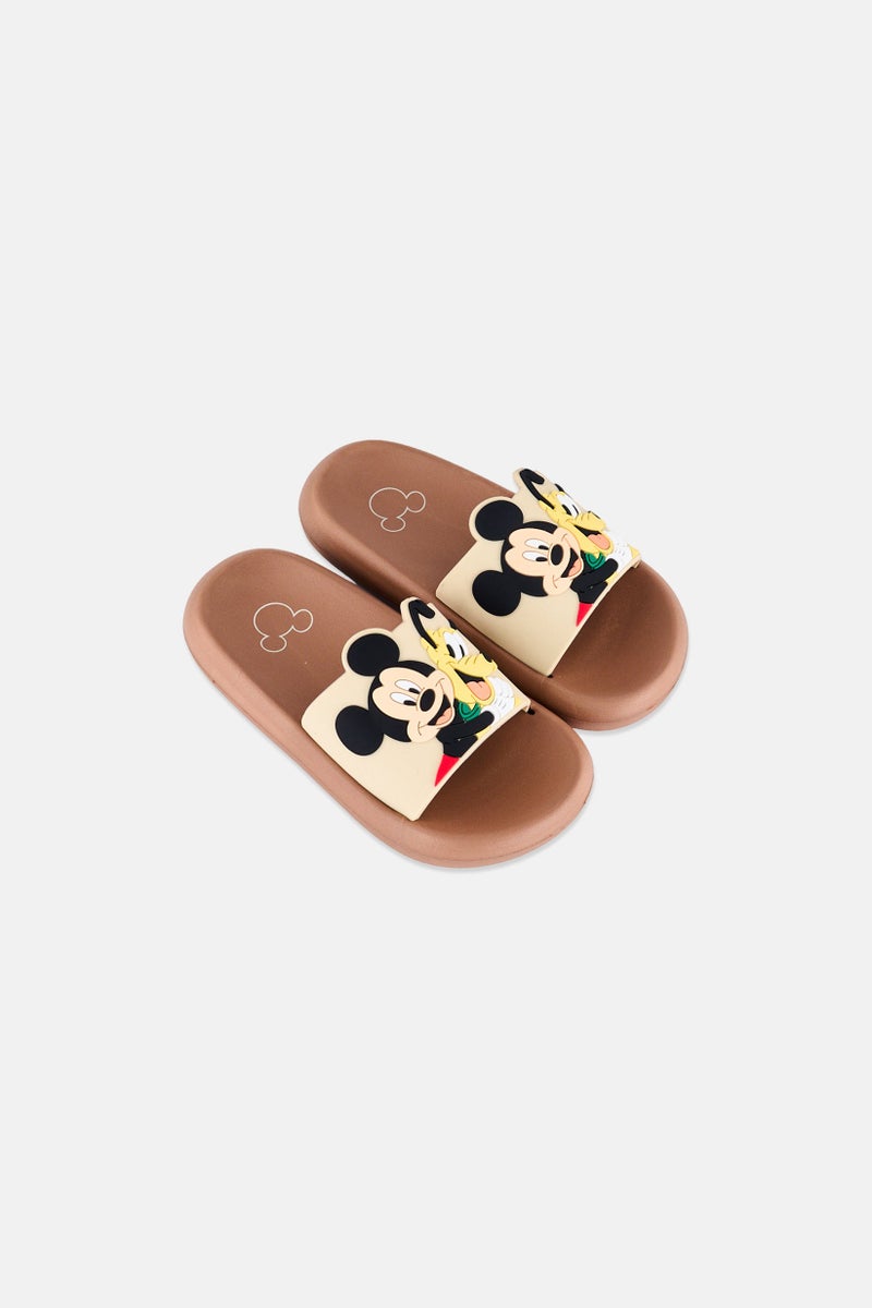 Disney x Micky And Friends Kids Boy Slip On Slides, Beige - Image 4