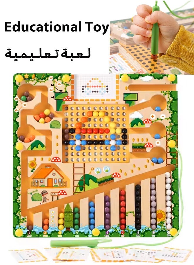 Magnetic Color and Number Maze, Montessori Toys, Educational Fine Motor Skills Toys, Learning Educational Sensory Toys, Sorting Counting Board, Toddler Wooden Puzzle Board, Preschool Learning Activities Maze, Wooden Magnet Balls Puzzles, Color Matching & Learning Counting Maze, Puzzle Board Game  For Hand-Eye Coordination  Development, Christmas Birthday Gift for Kids  - Image 1