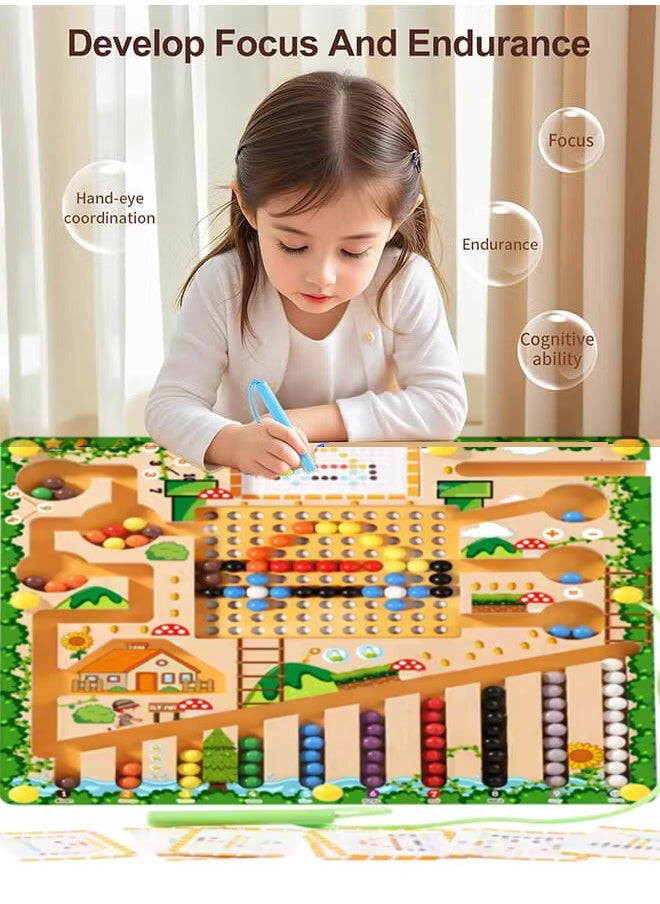 Magnetic Color and Number Maze, Montessori Toys, Educational Fine Motor Skills Toys, Learning Educational Sensory Toys, Sorting Counting Board, Toddler Wooden Puzzle Board, Preschool Learning Activities Maze, Wooden Magnet Balls Puzzles, Color Matching & Learning Counting Maze, Puzzle Board Game  For Hand-Eye Coordination  Development, Christmas Birthday Gift for Kids  - Image 3