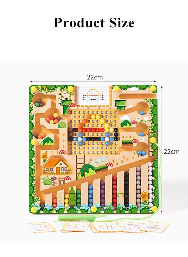 Magnetic Color and Number Maze, Montessori Toys, Educational Fine Motor Skills Toys, Learning Educational Sensory Toys, Sorting Counting Board, Toddler Wooden Puzzle Board, Preschool Learning Activities Maze, Wooden Magnet Balls Puzzles, Color Matching & Learning Counting Maze, Puzzle Board Game  For Hand-Eye Coordination  Development, Christmas Birthday Gift for Kids  - Image 2