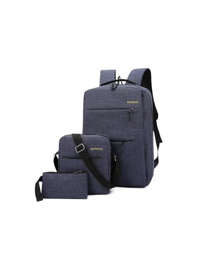 PROMASS 3-Piece suit Men's laptop backpack, waterproof, fashion school, backpack with USB charging port, 14/15.6 Inch Laptop Bag for Women, Boys, Leisure, Work, Travel Backpack 