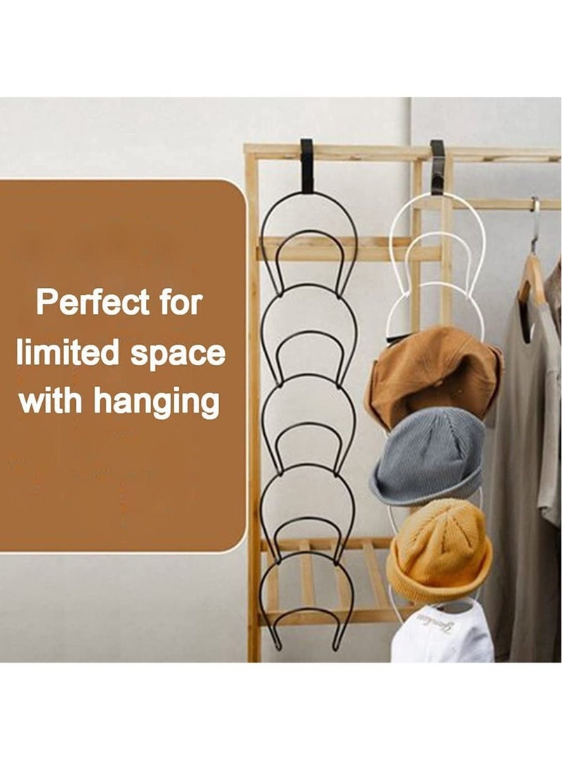 Excefore Hat Rack, 10 Rings Hat Organizer Baseball Cap Holders, Multi-Functional Scarfs Bag Storage Hangers, Closet Hanging Display Storage Rack for Scarves Handbags Towels Clothes Ties,  Black  - Image 2