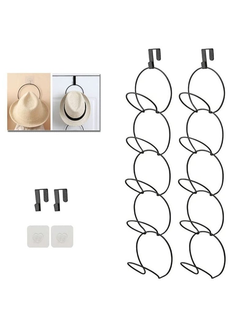 Excefore Hat Rack, 10 Rings Hat Organizer Baseball Cap Holders, Multi-Functional Scarfs Bag Storage Hangers, Closet Hanging Display Storage Rack for Scarves Handbags Towels Clothes Ties,  Black  - Image 1