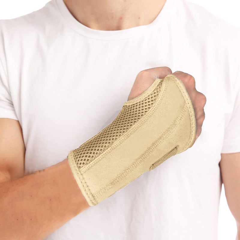 Wrist Brace: Small/Medium Beige-Right, Ergonomically Designed Adjustable Splint - Premium Breathable Material, Carpal Tunnel Support for Pain Relief, Sleep, Gym, Typing, Driving, Men, Women - Image 3