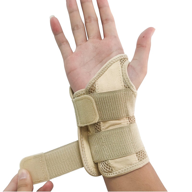 Wrist Brace: Small/Medium Beige-Right, Ergonomically Designed Adjustable Splint - Premium Breathable Material, Carpal Tunnel Support for Pain Relief, Sleep, Gym, Typing, Driving, Men, Women - Image 1