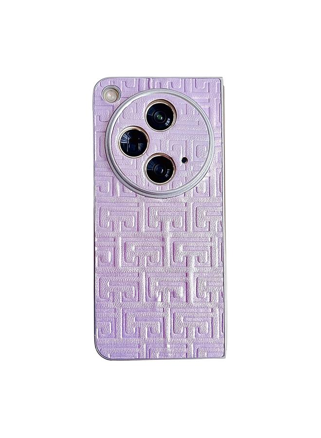 Green Tiger For OPPO Find N3 Pearlescent Paint Gradient Geometric Leather Phone Case(Purple)