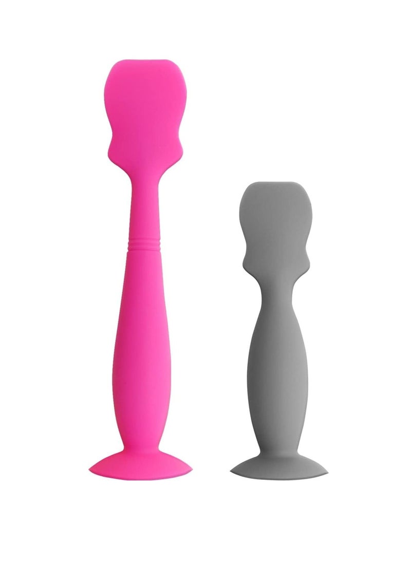 Generic 2 Pack Baby Diaper Cream Spatula Applicator,Baby Cream Paste Spatula,Flexible Soft Silicone Diaper Rash Cream Brush for Baby (Pink, Grey)  - Image 1