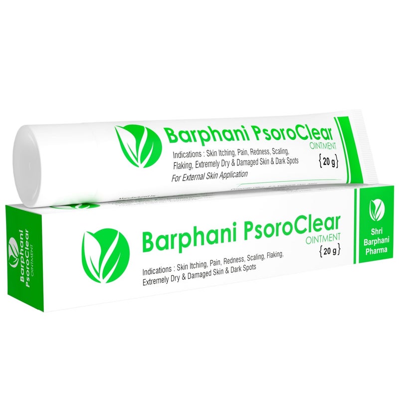 Barphani PsoroClear Ointment - Natural Best Herbal Ayurvedic Psoriasis Cream for Body & Scalp Itching Scaling Flaking Redness - Best for Dry Itchy Skin, Severely Damaged Skin, 120g (Pack of 6) - Image 1