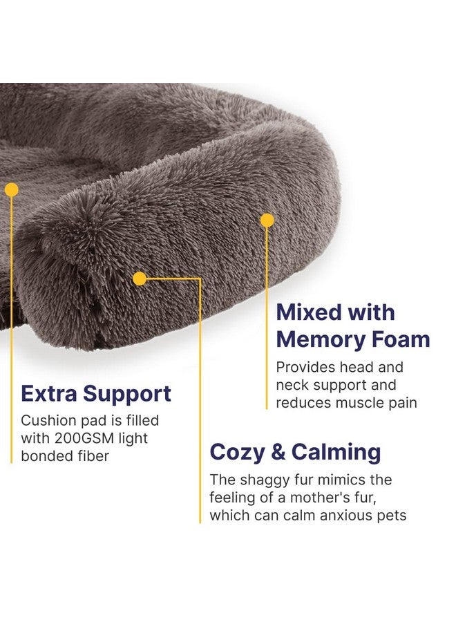 CODi Codi Dog Bed for Couch - Calming Dogs Beds for Medium Pets, Fluffy Plush Cats Mat, Anti Anxiety Pet Mats with Removable Washable Cover Protector for Sofa, Ash Brown, 35x31x5 inches - Image 3
