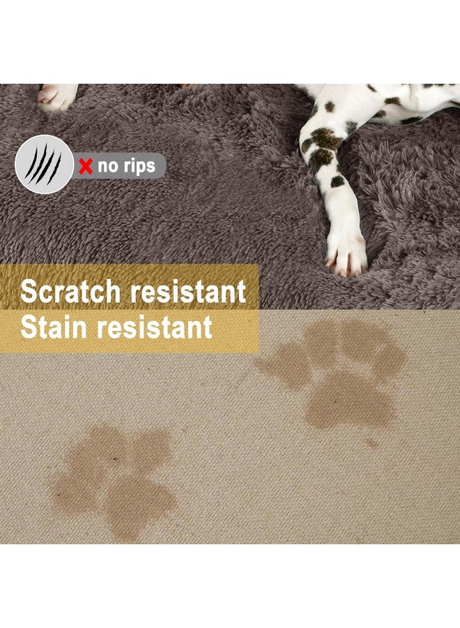 CODi Codi Dog Bed for Couch - Calming Dogs Beds for Medium Pets, Fluffy Plush Cats Mat, Anti Anxiety Pet Mats with Removable Washable Cover Protector for Sofa, Ash Brown, 35x31x5 inches - Image 4