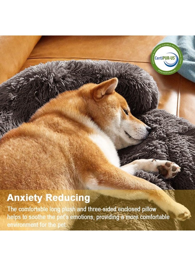 CODi Codi Dog Bed for Couch - Calming Dogs Beds for Medium Pets, Fluffy Plush Cats Mat, Anti Anxiety Pet Mats with Removable Washable Cover Protector for Sofa, Ash Brown, 35x31x5 inches - Image 5