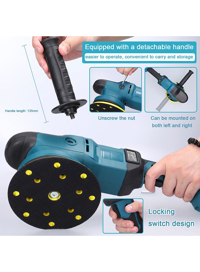 150mm Brushless Motor Cordless Orbital Sander Wood Grinder Electric Car Polisher Multifunctional Wood Metal Waxing Polishing Grinding Sanding Machine 6 Speed Adjustable Orbital Sander  - Image 5