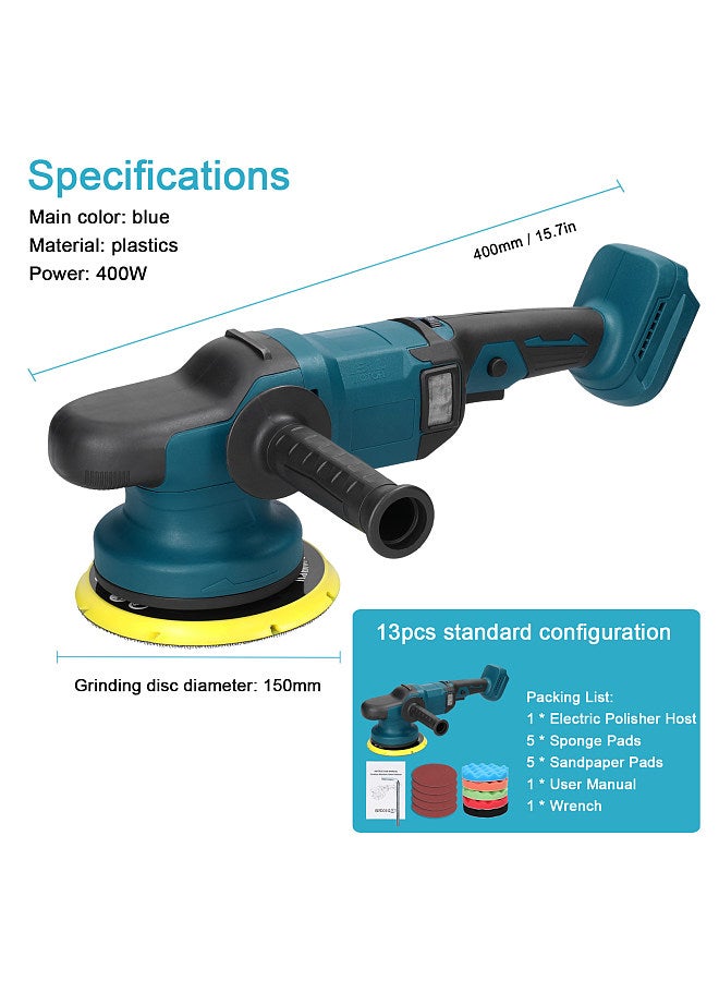 150mm Brushless Motor Cordless Orbital Sander Wood Grinder Electric Car Polisher Multifunctional Wood Metal Waxing Polishing Grinding Sanding Machine 6 Speed Adjustable Orbital Sander  - Image 4
