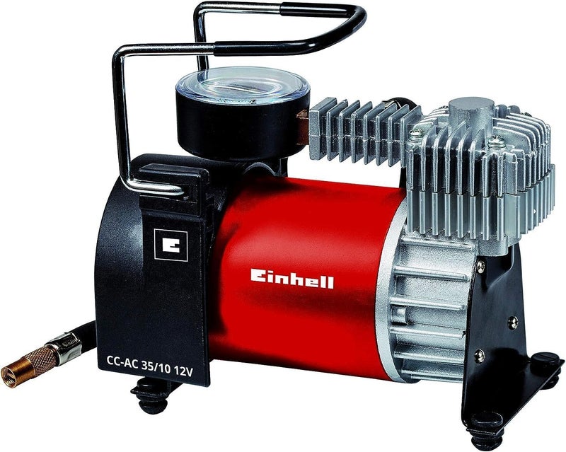 Einhell Car Compressor CC-AC 35/10 12 V, 0-10 Bar Pressure Gauge, 35 litres Per Minute Flow Rate, Connection via The Cigarette Lighter with 4 Additional Adaptors - Image 2