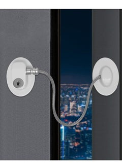 Window Locks Child Safety Self Adhesive Baby Window Restrictors for UPVC No Drilling Window Safety Locks with Key Cable Lock Pet Window Restrictor Kids Refrigerator Lock for Childproof 1 Pack