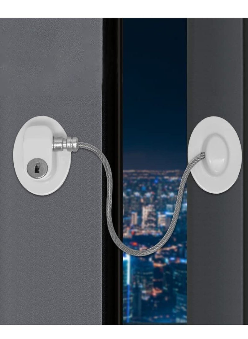 SYOSI - Window Locks Child Safety Self Adhesive Baby Window Restrictors for UPVC No Drilling Window Safety Locks with Key Cable Lock Pet Window Restrictor Kids Refrigerator Lock for Childproof 1 Pack - Image 1