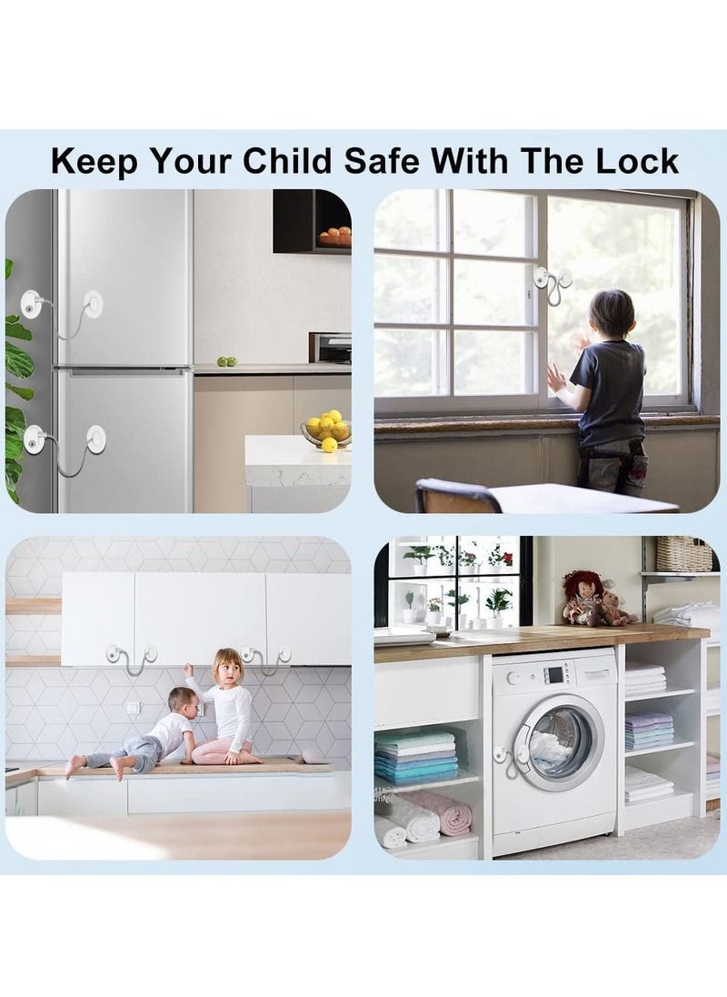 SYOSI - Window Locks Child Safety Self Adhesive Baby Window Restrictors for UPVC No Drilling Window Safety Locks with Key Cable Lock Pet Window Restrictor Kids Refrigerator Lock for Childproof 1 Pack - Image 1