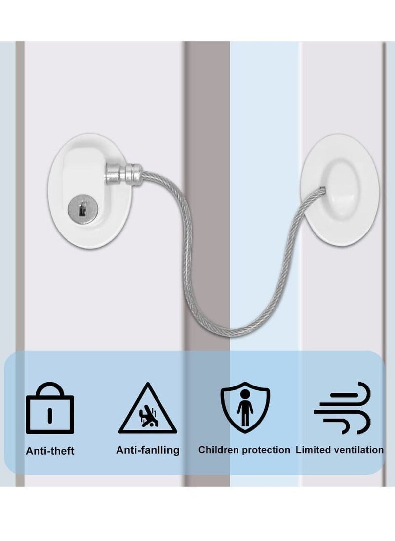 SYOSI - Window Locks Child Safety Self Adhesive Baby Window Restrictors for UPVC No Drilling Window Safety Locks with Key Cable Lock Pet Window Restrictor Kids Refrigerator Lock for Childproof 1 Pack - Image 1