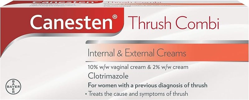 Canesten Thrush Combi Internal External Creams for Thrush Treatment Clotrimazole TwoStep Complete Relief Thrush Treatment