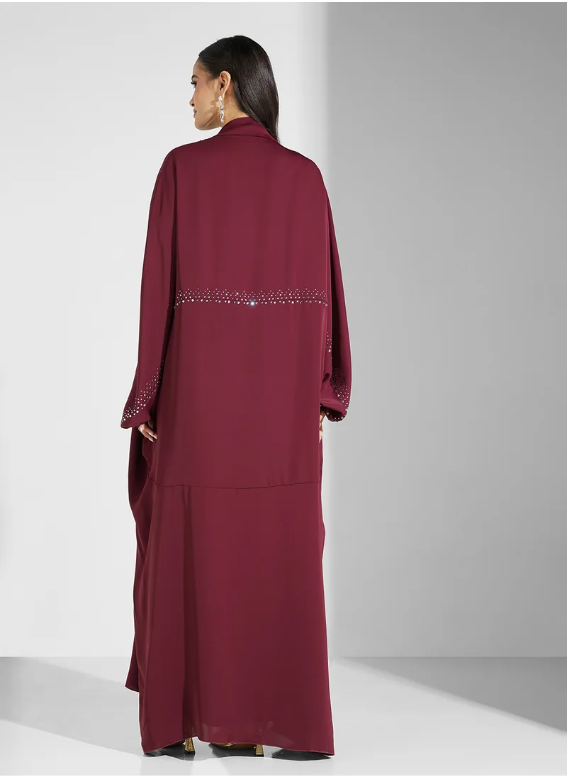 hayas closet Open front Flared Sleeve Abaya